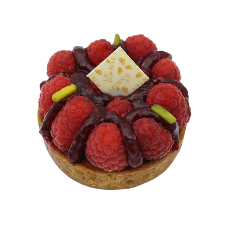 dessert au framboise par laurent le daniel tartelette framboise avec ses éclats de pistache