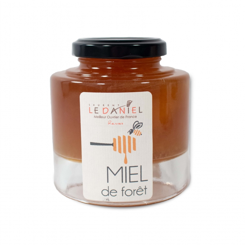 Pot de miel de forêt récolté à Guipry Messac miel local miel de foret miel producteur local guipry messac ille et vilaine bretagne laurent le daniel maison le daniel patisserie le daniel meilleur ouvrier de france patisserie rennes ille et vilaine bretagne