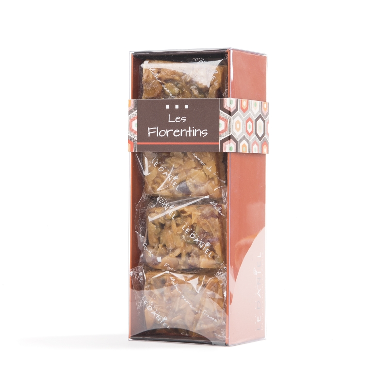 Coffret de florentins Florentin sablé breton fruits secs caramélisés spécialité bretonne idée cadeau offrir expédition envoi Laurent le Daniel artisan pâtissier chocolatier macaron glacier confiseur biscuiterie traiteur mof meilleur ouvrier de France pâtisserie à rennes centre-ville alma grand quartier lices halles ille et vilaine bretagne France relais desserts haut de gamme qualité
